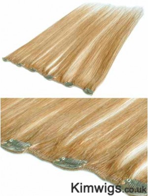 Suitable Blonde Straight Remy Human Hair Clip In Hair Extensions