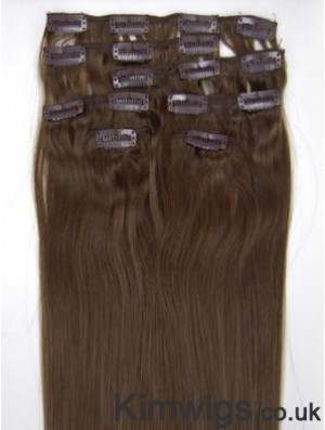 Perfect Brown Straight Remy Human Hair Clip In Hair Extensions