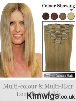 Stylish Blonde Straight Remy Human Hair Clip In Hair Extensions