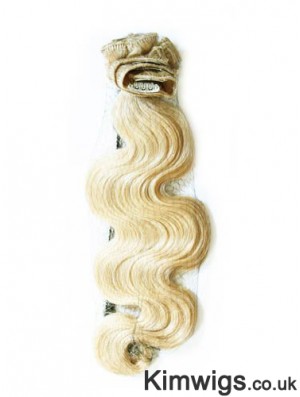 Stylish Blonde Wavy Remy Human Hair Clip In Hair Extensions