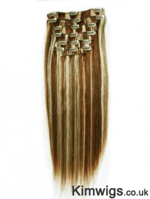 New Brown Straight Remy Human Hair Clip In Hair Extensions