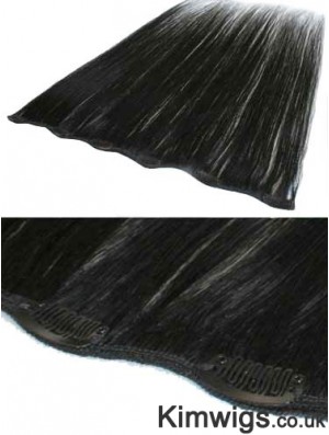 Popular Black Straight Remy Human Hair Clip In Hair Extensions