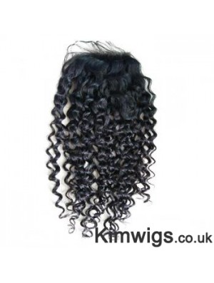 Lace Closures Curly Style Black Color Long Length With Remy