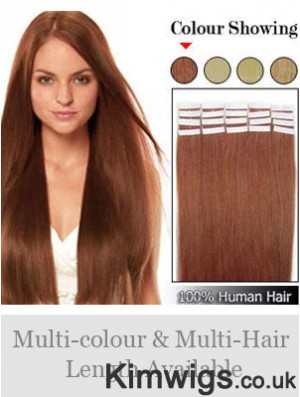 Auburn Straight Ideal Remy Human Hair Tape In Hair Extensions