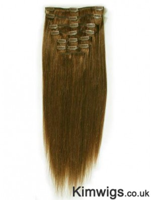 Ideal Brown Straight Remy Human Hair Clip In Hair Extensions