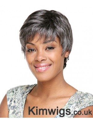 Synthetic Modern Short Wavy Grey Wigs