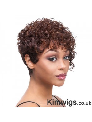 Short Auburn Curly Layered Trendy African American Wigs