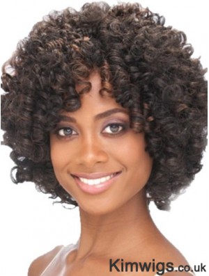 Chin Length Capless Layered Kinky Synthetic Black Woman's Wigs