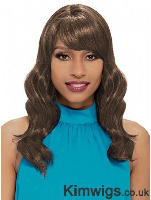 Shoulder Length Brown Wavy With Bangs New African American Wigs