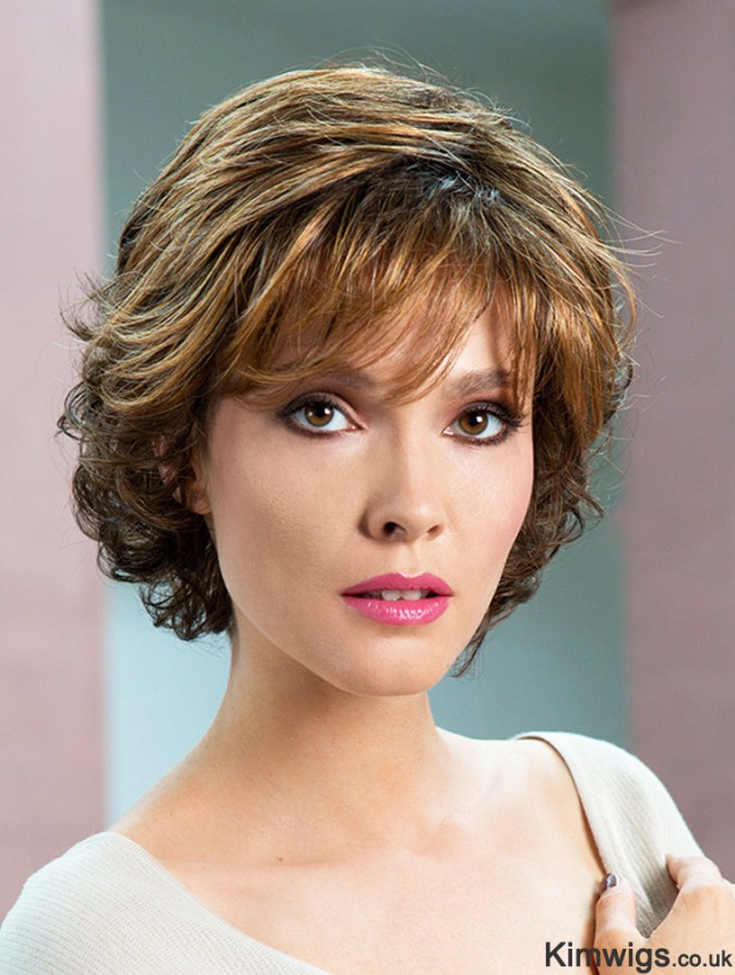 Wavy Short Wigs UK, Brown Color Women Wig Online For Sale Cheap in ...