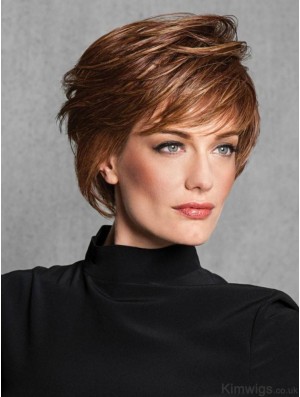 Layered Auburn Straight 6 inch Capless Layered Wig