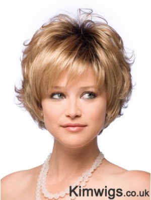 Synthetic Hair UK With Capless Short Length Blonde Color