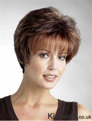 Good 8 inch Straight Auburn Layered Short Wigs