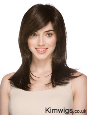 Very Cheap Synthetic Wigs Layered Cut Straight Style Brown Color