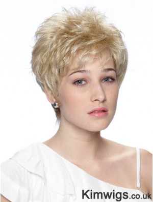 Cropped Boycuts Wavy Blonde Fashionable Synthetic Wigs