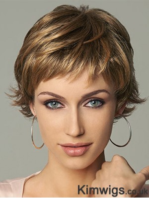 Online 4 inch Wavy Brown Layered Short Wigs