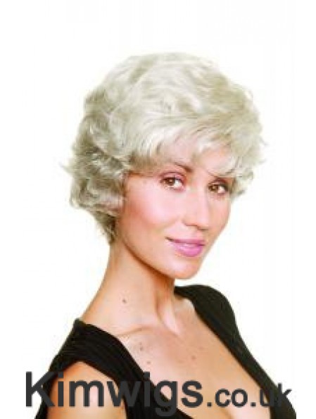 Synthetic Chin Length Wavy Capless Elderly Lady Wigs