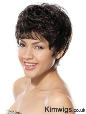 Discount Black Short Boycuts Wavy Glueless Lace Front Wigs