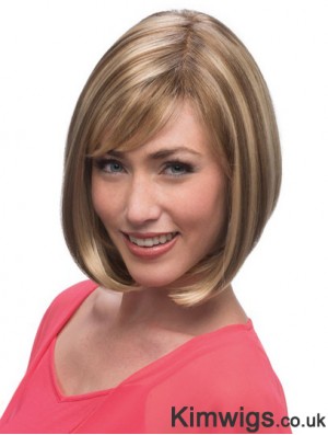 Chin Length Blonde Stylish 12 inch Straight Bob Wigs