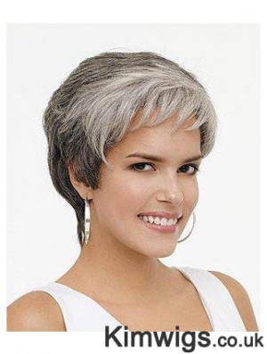 Synthetic Natural Short Wavy Grey Wigs