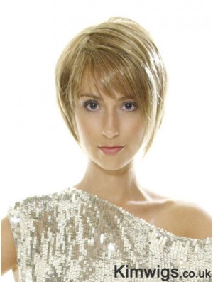 Short Blonde Style 8 inch Straight Bob Wigs