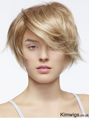 Short Straight Layered Blonde Fashion 100% Hand-tied Wigs