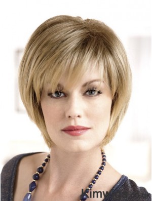 8 inch Sleek Blonde Bobs Monofilament Wigs