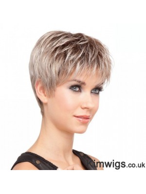 Sassy Blonde Cropped Straight Layered Lace Front Wigs