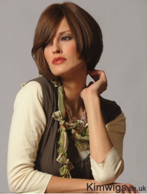 Straight Chin Length Brown 10 inch Capless Flexibility Bob Wigs