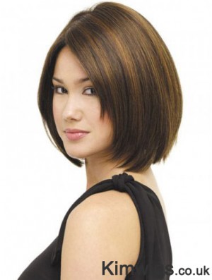 Capless Chin Length Straight Brown Beautiful Bob Wigs