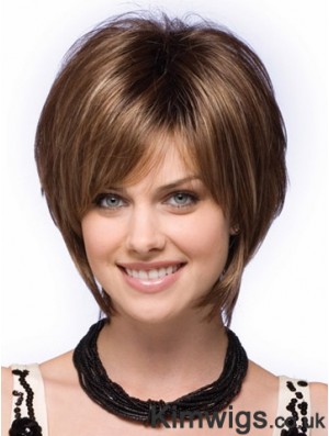 Capless Short Straight Brown Perfect Bob Wigs