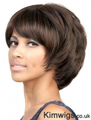 Capless Chin Length Wavy Brown Suitable Bob Wigs