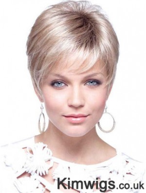 Womens Wigs UK With Capless Cropped Length Blonde Color