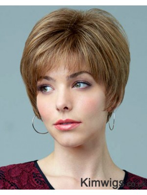 5.5 inch Natural Straight Boycuts Auburn Short Wigs