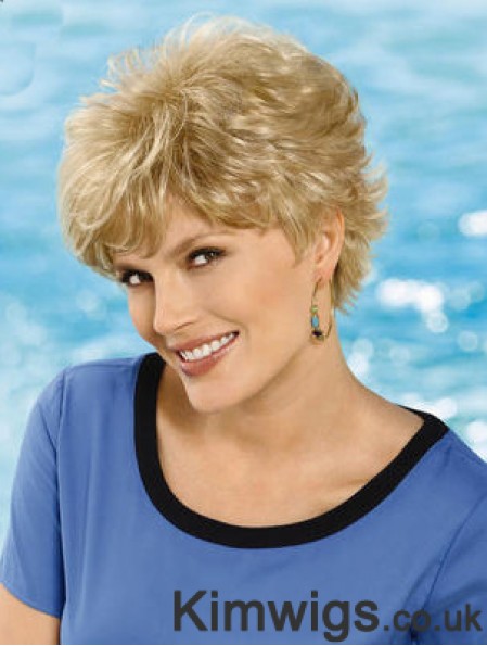 6 inch Cheap Wavy Layered Blonde Short Wigs