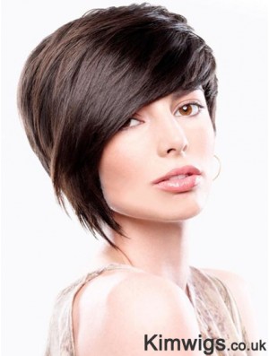 Bobs Straight Brown Capless Sleek Short Wigs