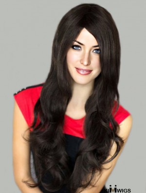 Black Wig Long Length Layered Cut With Synthetic Capless