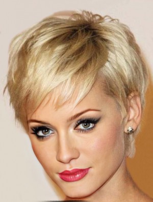 Blonde Cropped Wig UK Short Wig For Oval Faces