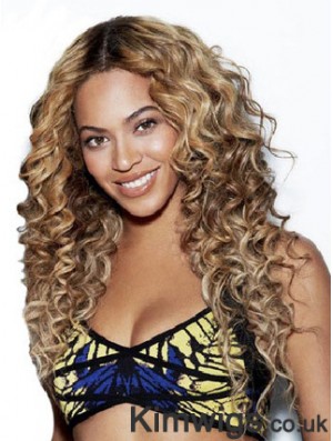 Brown Long Curly Without Bangs Lace Front 24 inch Beyonce Wigs