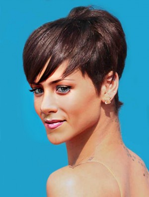 Fashion Cropped Auburn Straight Capless Rihanna Wigs