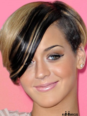 Ombre/2 Tone Straight With Bangs 100% Hand-tied 8 inch Cheap Rihanna Wigs