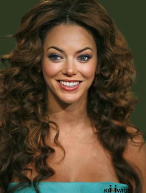 Brown Long Wavy Without Bangs Full Lace 22 inch Beyonce Wigs