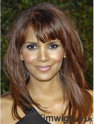 Full Lace Straight With Bangs Long Top 16 inch Halle Berry Wigs