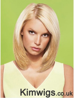 12 inch No-Fuss Blonde Short Straight Layered Jessica Simpson Wigs