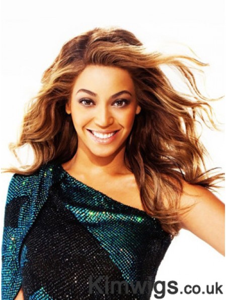 Brown Long Wavy Without Bangs Lace Front 18 inch Beyonce Wigs