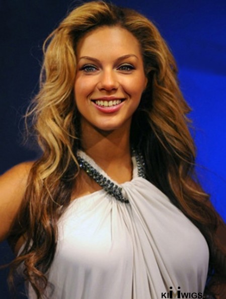 Brown Long Wavy Without Bangs Lace Front 24 inch Beyonce Wigs