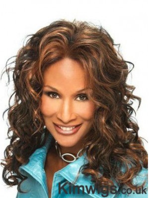 Brown Long Curly Without Bangs Lace Front 16 inch Beverly Johnson Wigs