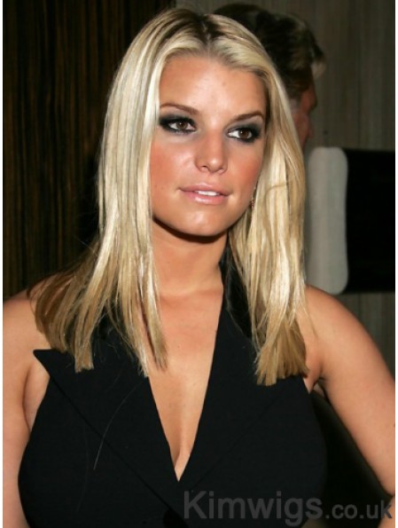 Straight Lace Front Without Bangs Long Blonde Suitable Jessica Simpson Wigs