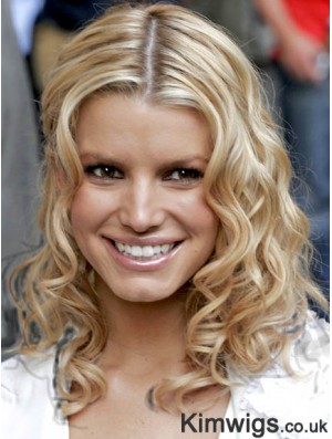 Wavy Lace Front Layered Shoulder Length Blonde Sassy Jessica Simpson Wigs