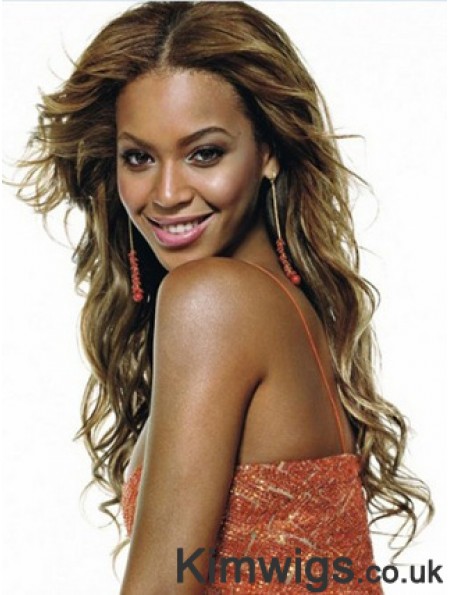 Brown Long Wavy Without Bangs Lace Front 22 inch Beyonce Wigs